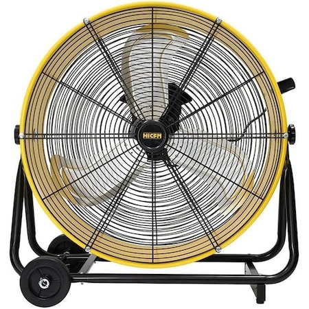 Edendirect 24in 3-Speed Portable High Velocity Drum Fan, Yellow, 1/3 HP, Turbo Blade, Low Noise IR-FAN7804
