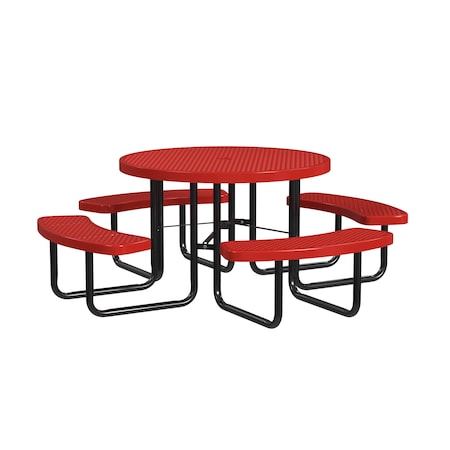 Leisure Craft Round Portable Picnic Table, Red, 46 in L T46ROP-RED