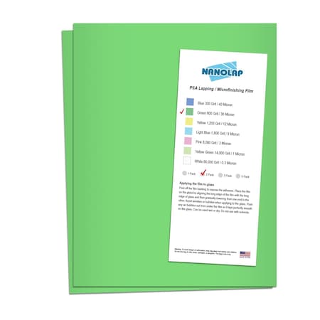 Nanolap PSA Lapping Film, 2 Pc 30 Micron (600Grit), 8-0.5 in x 11 in Microfinishing Fine Sanding Paper 61597N
