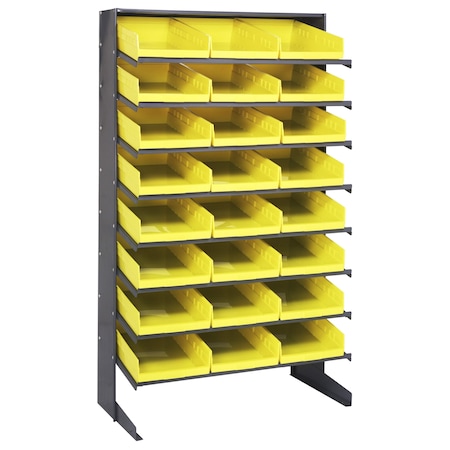 Quantum Storage Systems SINGLE SIDED PICK RACK W/24 YELLOW BINS QPRS-110YL