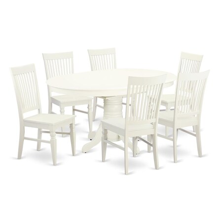East West Furniture 7 Piece Dining Set, Linen White, 7PK AVWE7-LWH-W