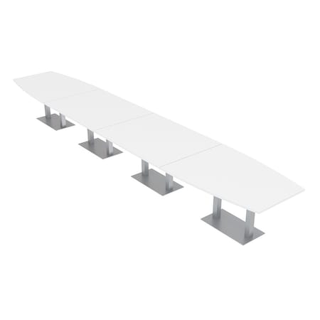 Skutchi Designs Boat Conference Table With Power Unit, 48 in W, 240 in L, White HAR-BOT-48x240-DOU-W960-NA