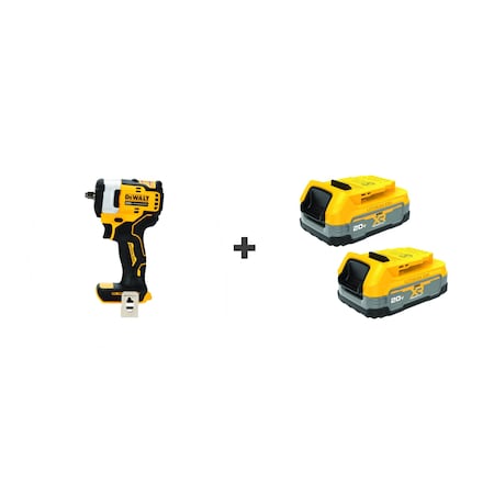 Dewalt Cordless Impact Wrench, 3/8", Battery DCF913B/DCBP034-2