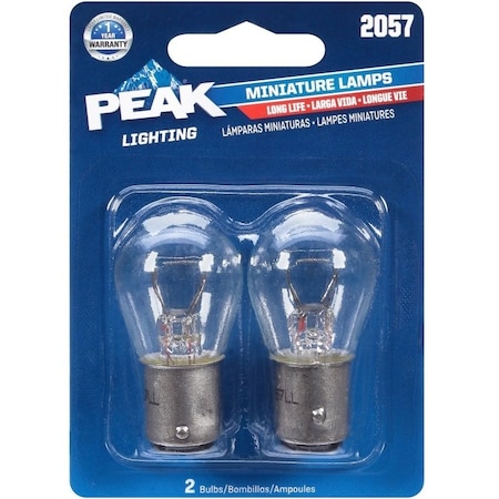 Eiko Peak Miniature Automotive Bulb, 12.8 V, 27 W, Incandescent Lamp, Bayonet, Clear 2057LL-BPP