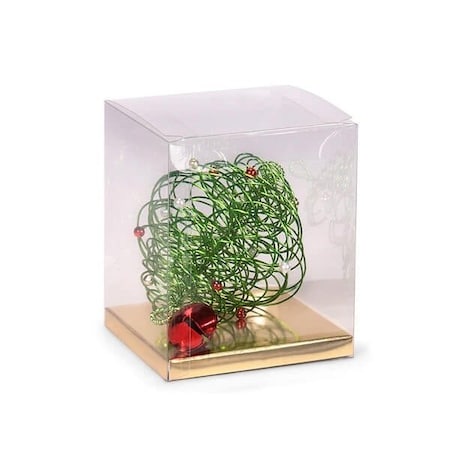 Nashville Wraps Clear Square Truffle Box with Gold Bottom Insert, 4x4x4.5, 12PK 1110