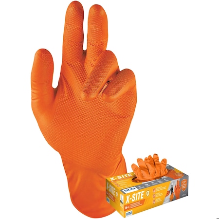Bdg 99-1-6100B, Disposable Gloves, 6 mil Palm, Nitrile, Powder-Free, XL, 50 PK, Orange 99-1-6100B-XL