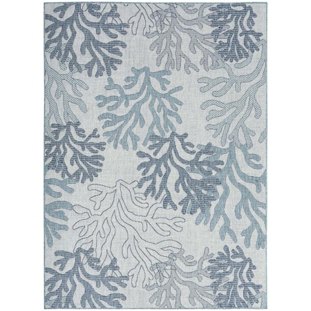 Homeroots 6' X 9' Navy Blue Sky Blue And Ivory Nautical Indoor Outdoor Area Rug 550199