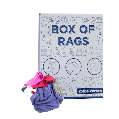 Supremeplus Recycled Color Linen Mixed Material Cleaning Rags, 25 lbs. Box SP-9121