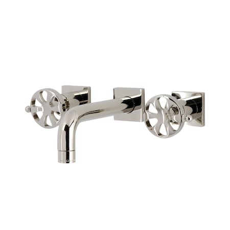 Kingston Brass Double-Handle Wall Mount Bathroom Faucet, Polished Nickel KS6126RX