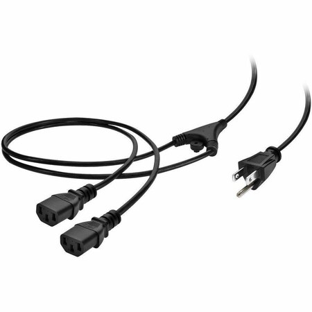 Monoprice Power Cord Splitter - NEMA 5-15P to 2x IEC 60320 C13_ 18AWG_ 10A_ SJT_ 27314