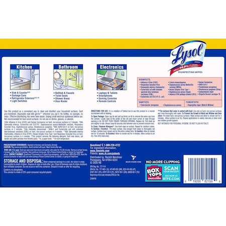 Lysol Disinfecting Wipes 3-pack, Canister, Lemon, White, 105 PK RAC82159