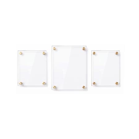 Azar Displays Floating Acrylic Gallery Wall Frame Set, 1" Stand off, Gold, 3PK 105704-GLD