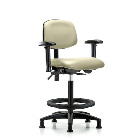 Blue Ridge Ergonomics Chair, Wood, Med Bench, Casters, 6-Way Adjustable, 26" to 35" Height, Adobe White BR-VHBCH-RG-T1-A1-BF-RG-8501