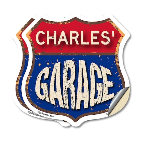 Signmission Charles's Garage, 4 inch X 4 inch, Vinyl Decal, 2PK SHI-D-2PACK-4-383-CHARLES