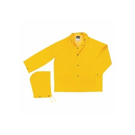 Mcr Safety 200J Classic Series Yellow Rain Jacket with Detachable Hood, 0.35 mm, PVC/Polyester, X-Large 611-200JXL