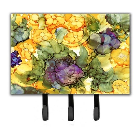 Carolines Treasures Abstract Flowers Purple and Yellow Leash or Key Holder 8958TH68