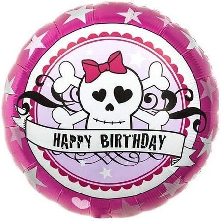 Loonballoon Pirates Balloons, 18 inch Birthday Skully Pink LOON-LAB- 00161-161-N-P