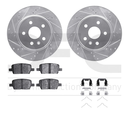 Dynamic Friction Co DFC Rotors-Drilled & Slotted-Silver w/ EURO 5000 Ceramic Brake Pads Incl Hdw 7612-65018