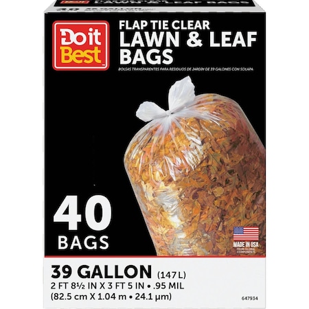 Do It Best 39 Gal. Clear Flap Tie Lawn & Leaf Bag, 40-Count 647934