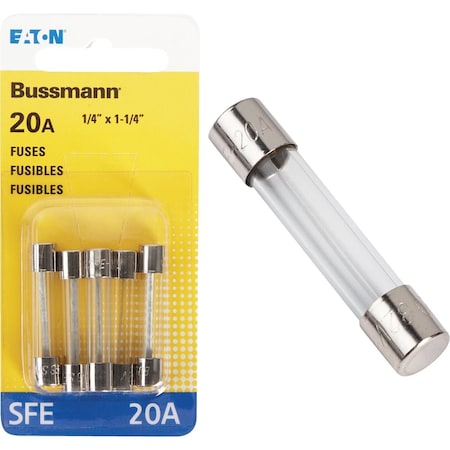 Eaton Bussmann 20A 32V SFE Glass Tube Automotive Fuse, 5PK BP/SFE-20-RP