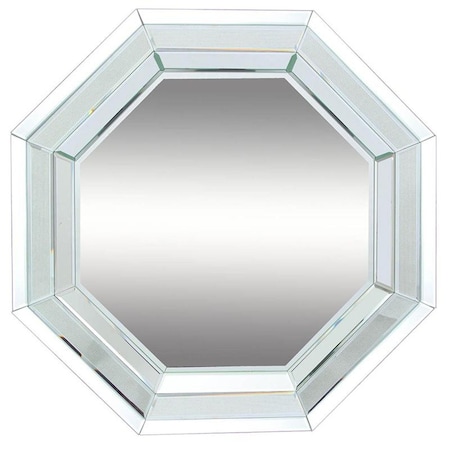 Homeroots 28" Silver Octagon Glass Framed Accent Mirror 484994