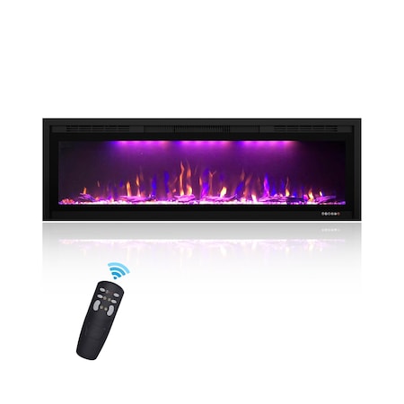 Edendirect 52.26-in W Black Wall mount LED Flat wall Electric Fireplace with Remote Control Included ZR-BI50