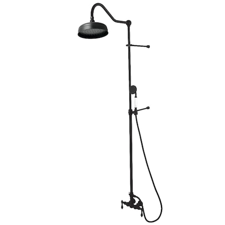 Kingston Brass Tub Wall Mount Rain Drop Shower System with Hand Shower, Matte Black CCK6170