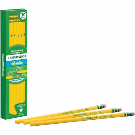 Ticonderoga TriWrite No2 Pencils, Yellow, 12PK DIX13856