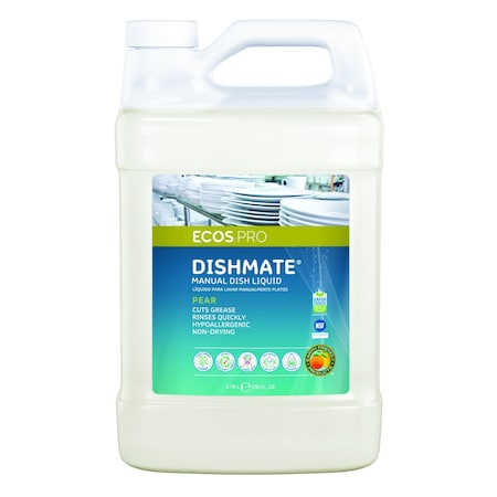 Ecos Dish Soap Liquid Dishwashing, Hand Wash, 1 gal, Jug, Pear Scent, Biodegradable, PK4 PL9720/04