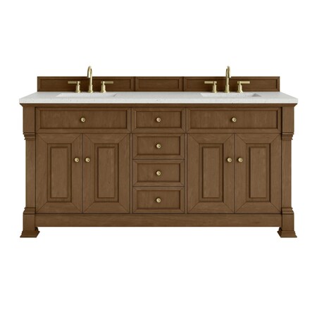 James Martin Vanities Brookfield 72 in. Double Vanity, Honey Oak w/ 3 CM Lime Delight Silestone Top 547-V72-HNO-3LDL