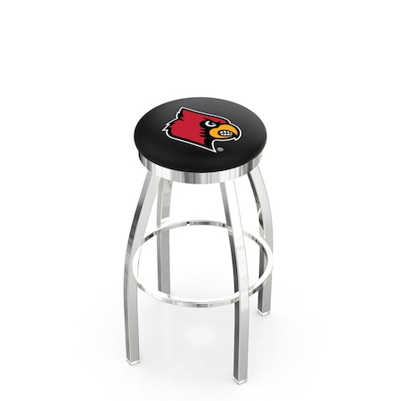 Holland Bar Stool Co 25" Chrome Louisville Swivel Bar Stool, Accent Ring L8C2C25Lville