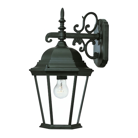 Homeroots Matte Black Domed Glass Hanging Lantern Wall Light 398589