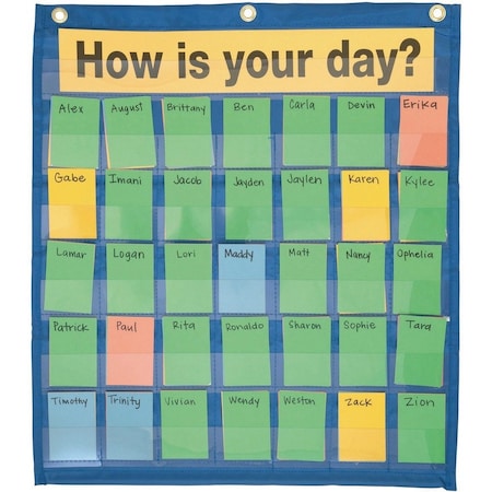 Pacon Corporation Pacon Behavioral Pocket Chart, 35 Pockets, 18-1/2" x 21", Blue 20360