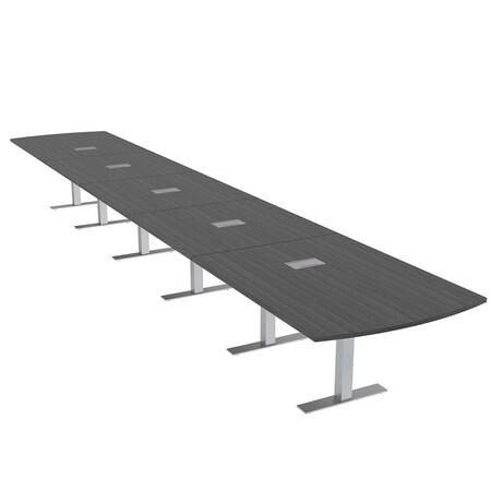 Skutchi Designs 22ft Arc Rectangle Conference Table With Power | Harmony Series | 22 Person Meeting Room Table HAR-AREC-48X264-T-WA7949-ESIL