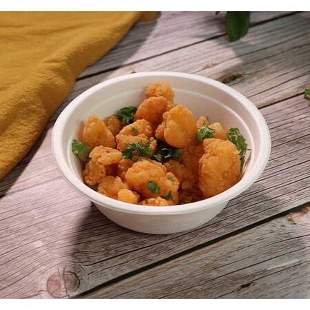 Kitch 24/7 Disposables White Compostable Classic Molded Fiber Bowl, 16 Ounce, 400PK KC-16B-NPAW