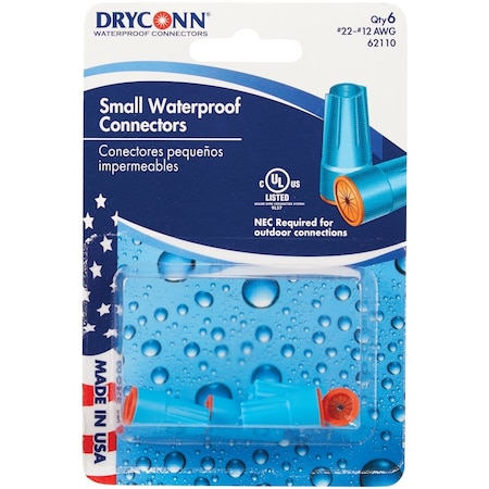 Gardner Bender King Electric Small Aqua/Orange Waterproof Wire Connectors, 6PK 62110
