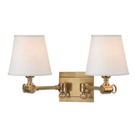 Hudson Valley Lighting Hillsdale 2 Light Wall Sconce 18 In. Aged Brass 6232-AGB