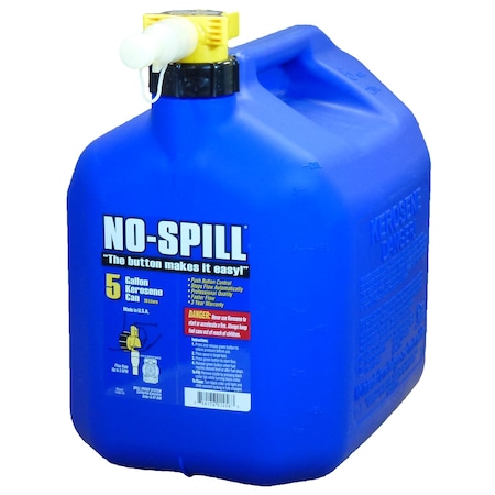 No-Spill Gas Can, Poly, 5 gal, Thumb-Controlled Fuel Spout, 3gal/min Flow Rate, Blue, Kerosene 1466