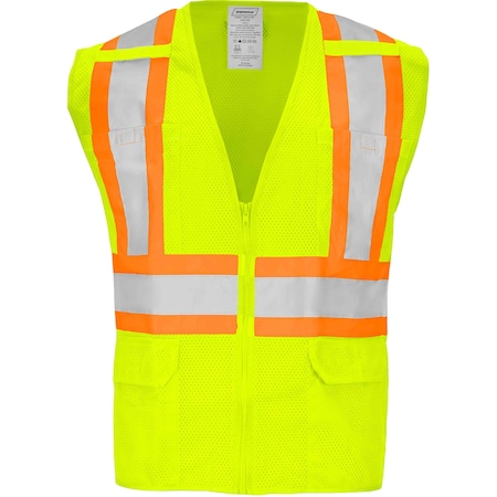 Ironwear Two-Tone Hi-Vis Safety Vest L Class 2 H Back, , Zipper 6 Pockets 1287-LZ-RD-LG
