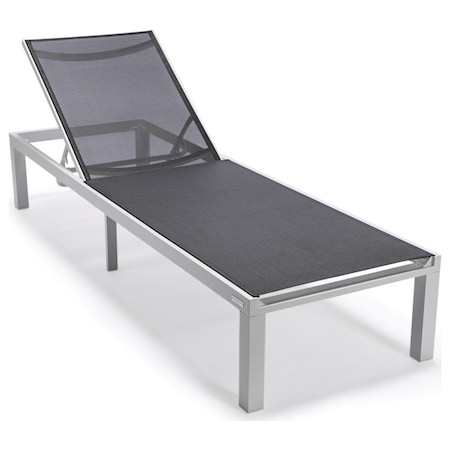 Leisuremod Marlin Patio Chaise Lounge Chair with White Aluminum Frame, Black MLW-77BL