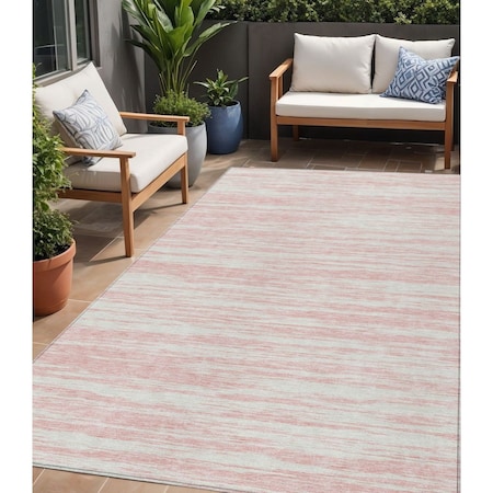 Homeroots 5' X 8' Pink And Ivory Abstract Washable Indoor Outdoor Area Rug 613116