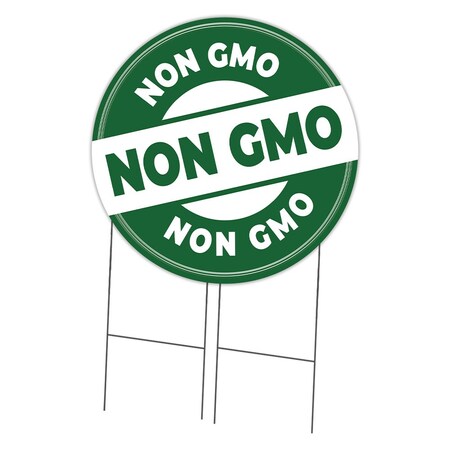 Signmission Corrugated Plastic Sign With Stakes 36in Circular-Farmers Market Non Gmo, C-36-CIR-WS-Non GMO C-36-CIR-WS-Non GMO