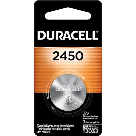 Duracell Lithium Coin Cell Battery, 2450, 3V DL2450BPK