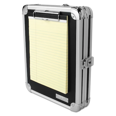 Vaultz Locking Storage Clipboard, 0.38in Clip Capacity, Holds 8.5 x 11 Sheets, Black/Chrome VZ00151-WM