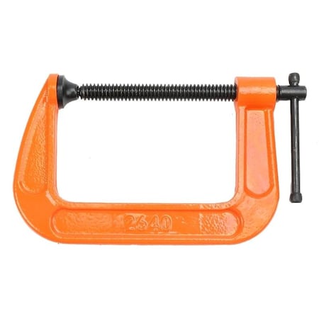 Pony Classic C-Clamp, 800 lb Clamping, 4 in Max Opening Size, 3 in D Throat, Ductile Iron Body, Orange Body 2640