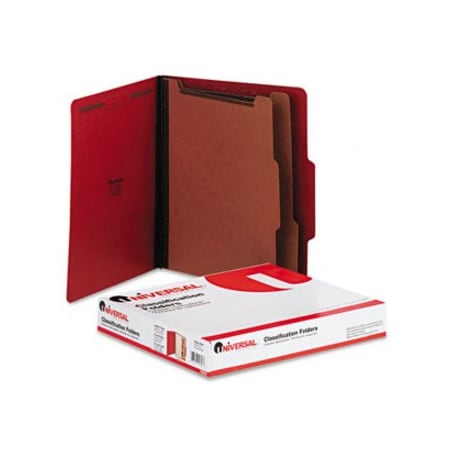 Universal Pressboard Classification Folders, Letter, Six-Section, Ruby Red, 10/Box 10303