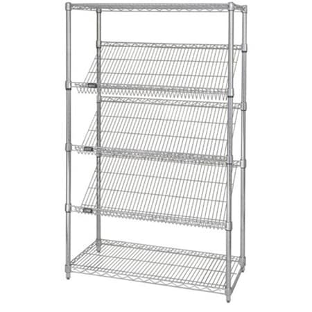 Betterbeds Stationary Chrome Wire Shelving Slanted Shelf Unit, 24 x 36 in. BE1134806