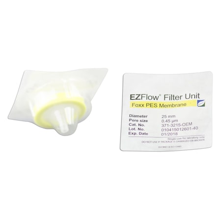 Foxx Life Sciences EZFlow High Particulate Syringe Filter, 0.45um PES w/ Glass Fiber Prefilter, 25mm, 100PK 372-3216-OEM