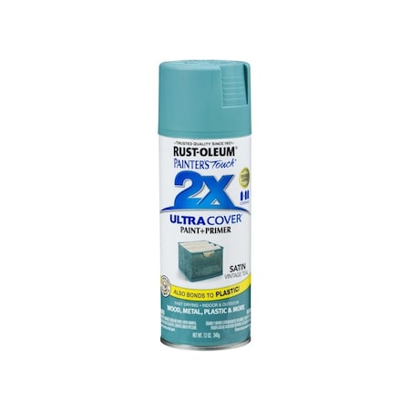 Rust-Oleum PAINTER'S Touch 2X ULTRA COVER Spray Paint, Satin, Vintage Teal, 12 oz, Aerosol Can 334090