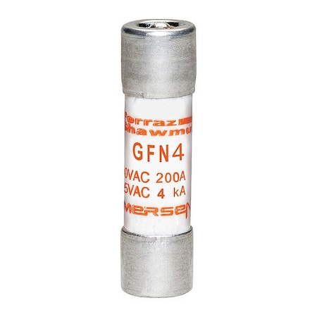 Mersen Fuse, 1 1/2 in L, 250 V AC, 4 A GFN4